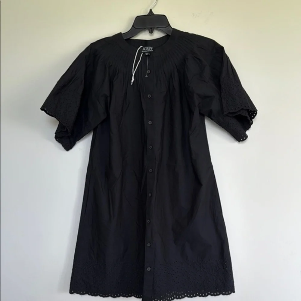 J. Crew Black Pleated Button-Down Top